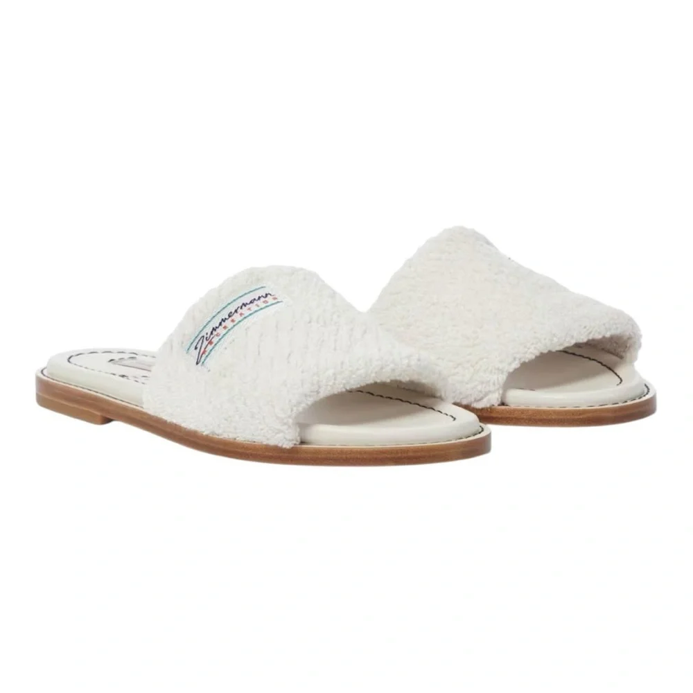 Zimmermann White Chubby Terry Towel Recreation Slides Slip On Sandals Women’s 38 - Picture 1 of 16